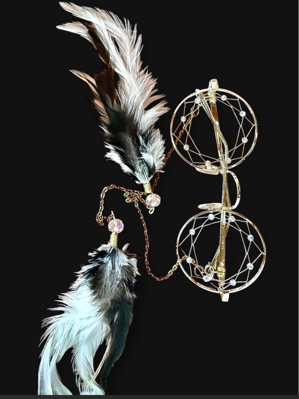 Dreamcatcher faux glasses with feathered chain accessory